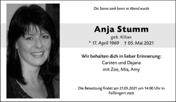 Traueranzeige von Anja Stumm von vrm-trauer