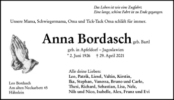 Traueranzeige von Anna Bordasch von vrm-trauer