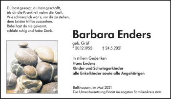Traueranzeige von Barbara Enders von vrm-trauer
