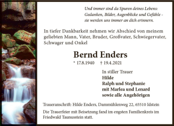 Traueranzeige von Bernd Enders von vrm-trauer