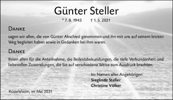 Traueranzeige von Günter Steller von vrm-trauer