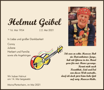 Traueranzeige von Helmut Geibel von vrm-trauer