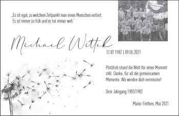 Traueranzeige von Michael Wittek von vrm-trauer