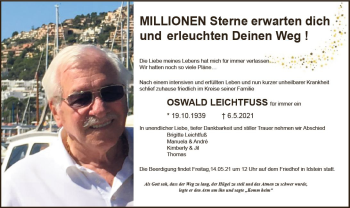 Traueranzeige von Oswald Leichtfuss von vrm-trauer