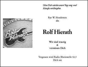 Traueranzeige von Rolf Hierath von vrm-trauer