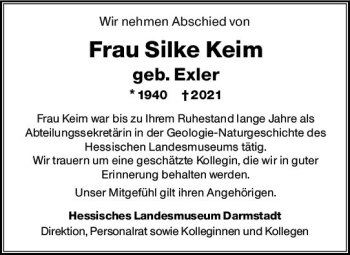 Traueranzeige von Silke Keim von vrm-trauer