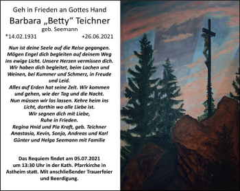 Traueranzeige von Barbara Teichner von vrm-trauer