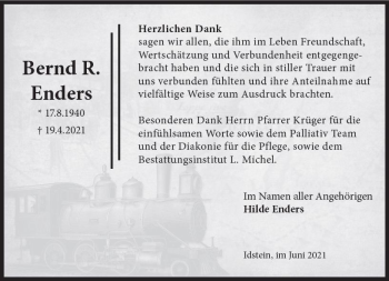 Traueranzeige von Bernd Enders von vrm-trauer