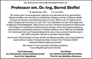Traueranzeige von Bernd Stoffel von vrm-trauer