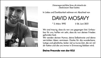 Traueranzeige von David Mosavy von vrm-trauer