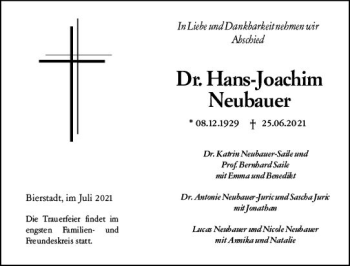 Traueranzeige von Hans-Joachim Neubauer von vrm-trauer
