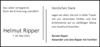 Traueranzeige von Helmut Ripper von vrm-trauer