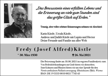 Traueranzeige von Josef Alfred Kästle von vrm-trauer