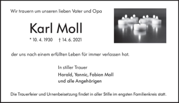 Traueranzeige von Karl Moll von vrm-trauer