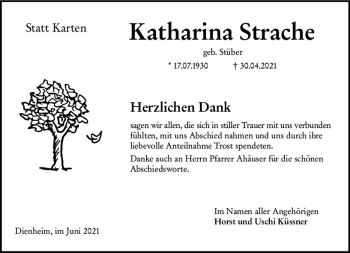 Traueranzeige von Katharina Strache von vrm-trauer