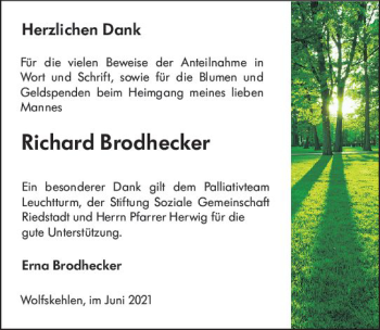 Traueranzeige von Richard Brodhecker von vrm-trauer