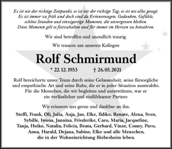 Traueranzeige von Rolf Schmirmund von vrm-trauer