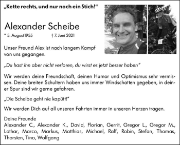 Traueranzeige von Alexander Scheibe von vrm-trauer