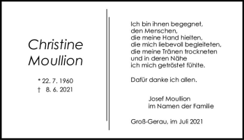 Traueranzeige von Chrstine Moullion von vrm-trauer