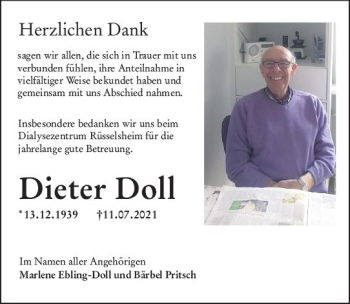 Traueranzeige von Dieter Doll von vrm-trauer