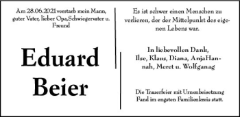 Traueranzeige von Eduard Beier von vrm-trauer