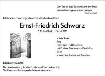 Traueranzeige von Ernst-Friedrich Schwarz von vrm-trauer