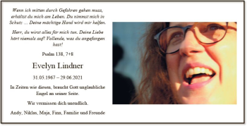 Traueranzeige von Evelyn Lindner von vrm-trauer