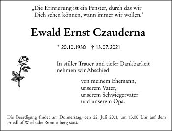 Traueranzeige von Ewald Ernst Czauderna von vrm-trauer