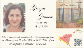 Traueranzeige von Grazia Genova von vrm-trauer