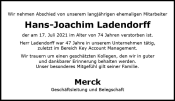 Traueranzeige von Hans-Joachim Ladendorff von vrm-trauer