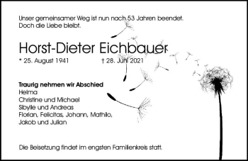 Traueranzeige von Horst-Dieter Eichbaue von vrm-trauer