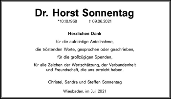 Traueranzeige von Horst Sonnentag von vrm-trauer