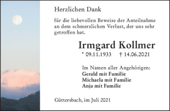 Traueranzeige von Irmgard Kolliner von vrm-trauer