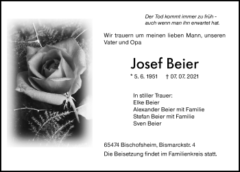 Traueranzeige von Josef Beier von vrm-trauer