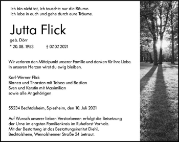 Traueranzeige von Jutta Flick von vrm-trauer