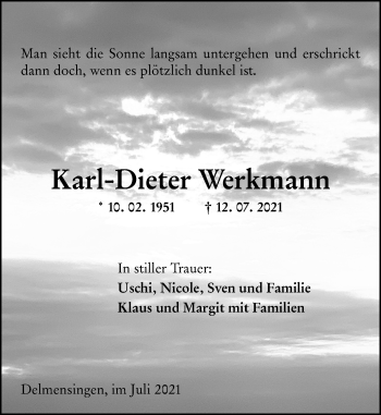 Traueranzeige von Karl-Dieter Werkmann von vrm-trauer