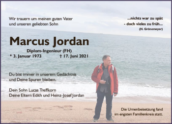 Traueranzeige von Marcus Jordan von vrm-trauer
