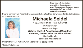 Traueranzeige von Michaela Seidel von vrm-trauer
