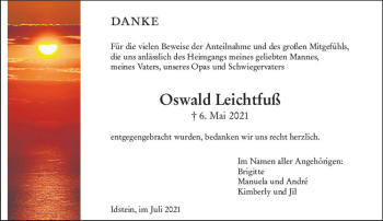 Traueranzeige von Oswald Leichtfuß von vrm-trauer