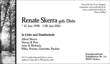 Traueranzeige von Renate Skerra von vrm-trauer