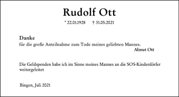 Traueranzeige von Rudolf Ott von vrm-trauer