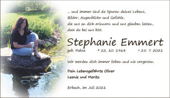 Traueranzeige von Stephanie Emmert von vrm-trauer