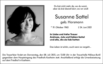 Traueranzeige von Susanne Sattel von vrm-trauer