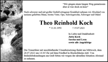 Traueranzeige von Theo Reinhold Koch von vrm-trauer