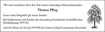 Traueranzeige von Thomas Pflug von vrm-trauer