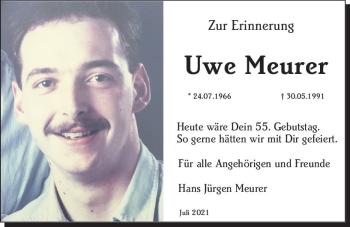 Traueranzeige von Uwe Meurer von vrm-trauer
