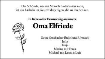 Traueranzeige von Elfriede  von vrm-trauer