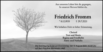 Traueranzeige von Friedrich Fromm von vrm-trauer