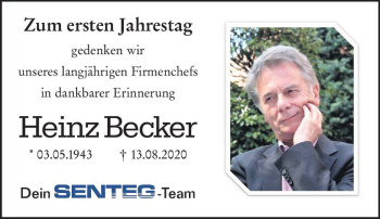 Traueranzeige von Heinz Becker von vrm-trauer