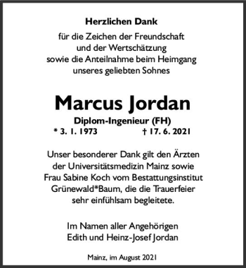 Traueranzeige von Mamis Jordan von vrm-trauer